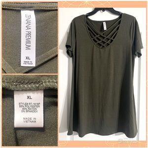 NEW without TAGS • Zenana Premium • Olive Green • Criss-Cross Top • XL